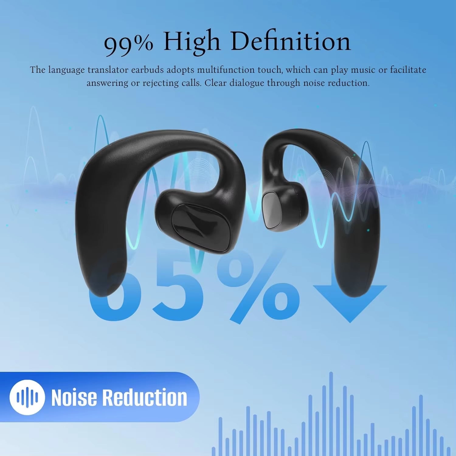 M8 Language BT Translator Earbuds, Bluetooth Headset That Supports Translation into 144 Languages, Online or Offline Translation