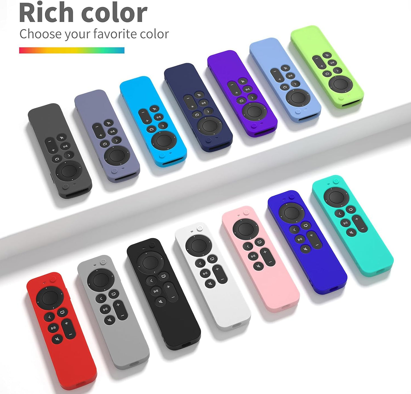 Silicone Cover Compatible with Apple TV Siri Remote 3Rd 2023 Shockproof Protective Case for Apple TV 4K 2Nd 2021 Remote Sleeve with Lanyard(Black)