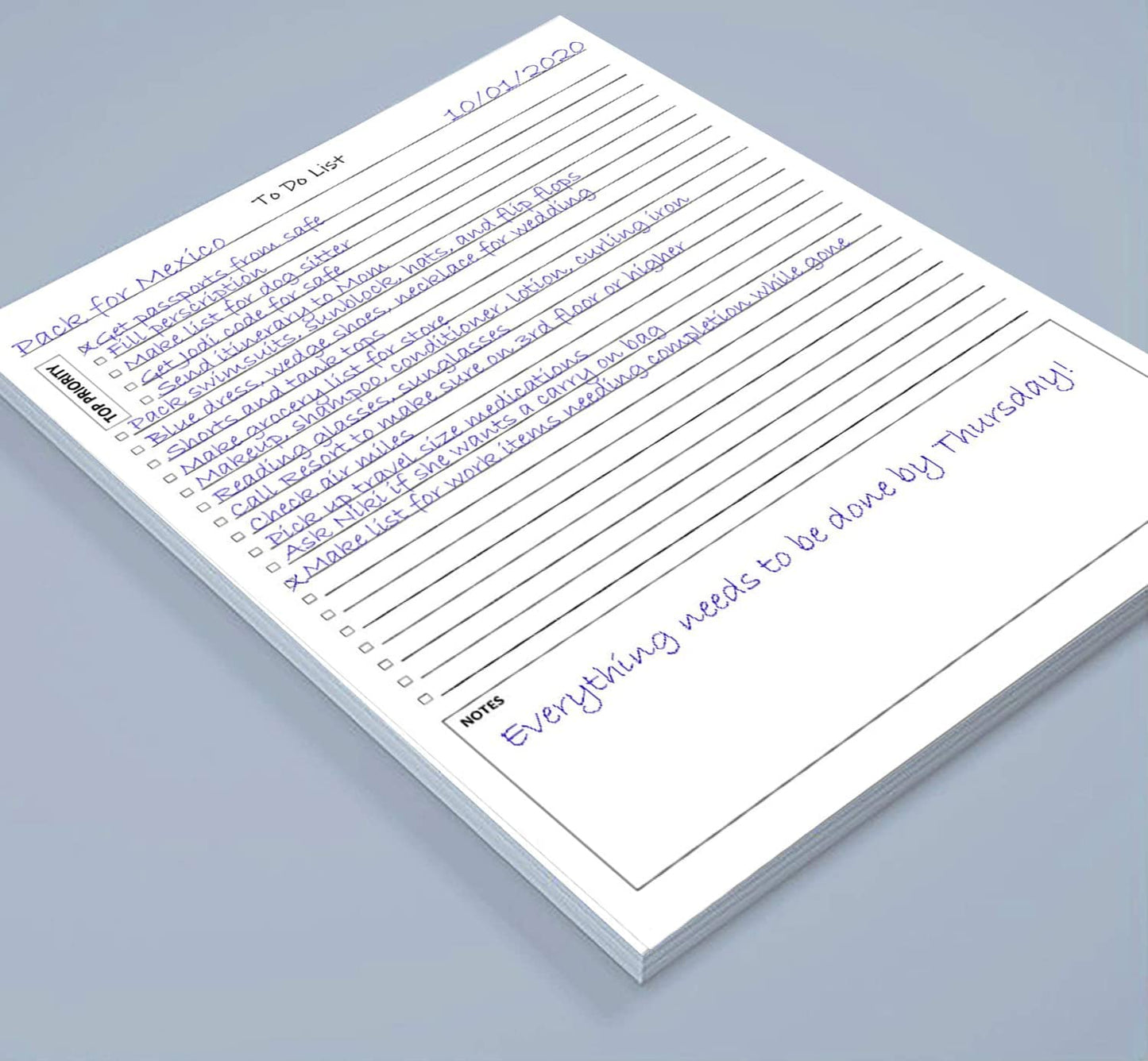 TO DO List Planner Notepad, 60 Page Planning Pad. Undated Todo Checklist W/Priority & Note Sections. Organize & Track Projects, Clients or Daily Tasks. 8.5 X 11, A4 Tear Sheets.