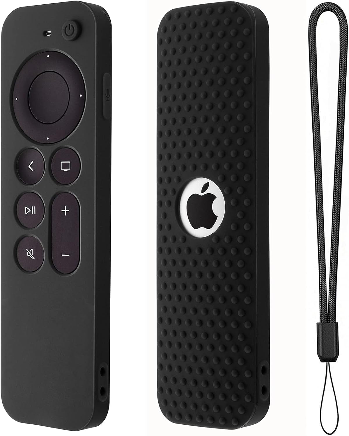 Silicone Cover Compatible with Apple TV Siri Remote 3Rd 2023 Shockproof Protective Case for Apple TV 4K 2Nd 2021 Remote Sleeve with Lanyard(Black)