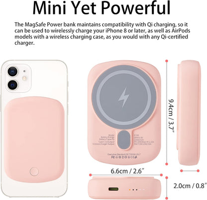 Power Bank, 10000Mah Wireless Portable Charger 18W Fast Charging 20W Quick Charge with Type C Cable Battery Pack for Iphone 17/16/15/14/13/12 Series