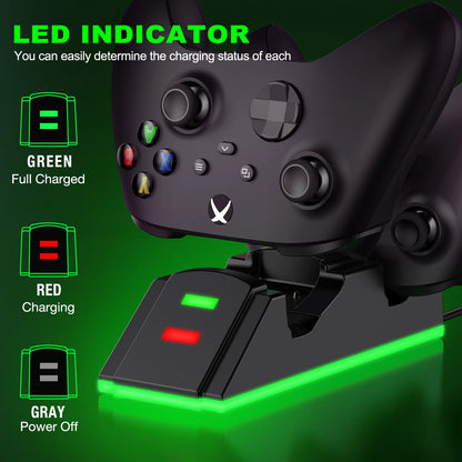 Xbox Charging Station with 2 X 1200Mah(3600Mwh)Rechargeable Battery Pack for Xbox Series X|S/Xbox One/Xbox One S/X/Elite Controller, Black, S06