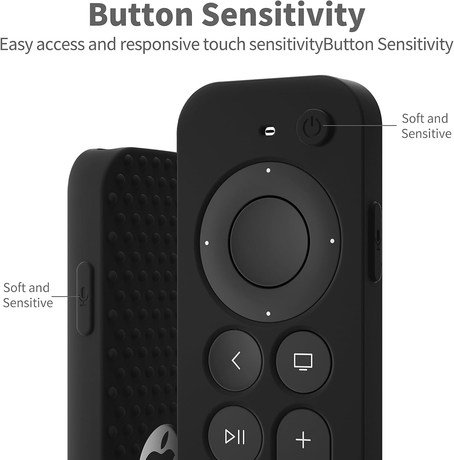Silicone Cover Compatible with Apple TV Siri Remote 3Rd 2023 Shockproof Protective Case for Apple TV 4K 2Nd 2021 Remote Sleeve with Lanyard(Black)