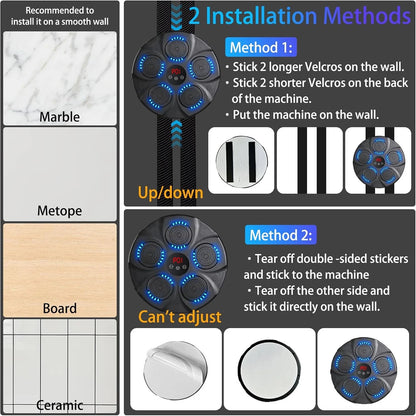 New Smart Music Boxing Machine with Boxing Gloves, Wall Mounted Smart Bluetooth Music Boxing Trainer with LED, Electronic Boxing Target Workout Punching Equipment for Home, Indoor, Gym