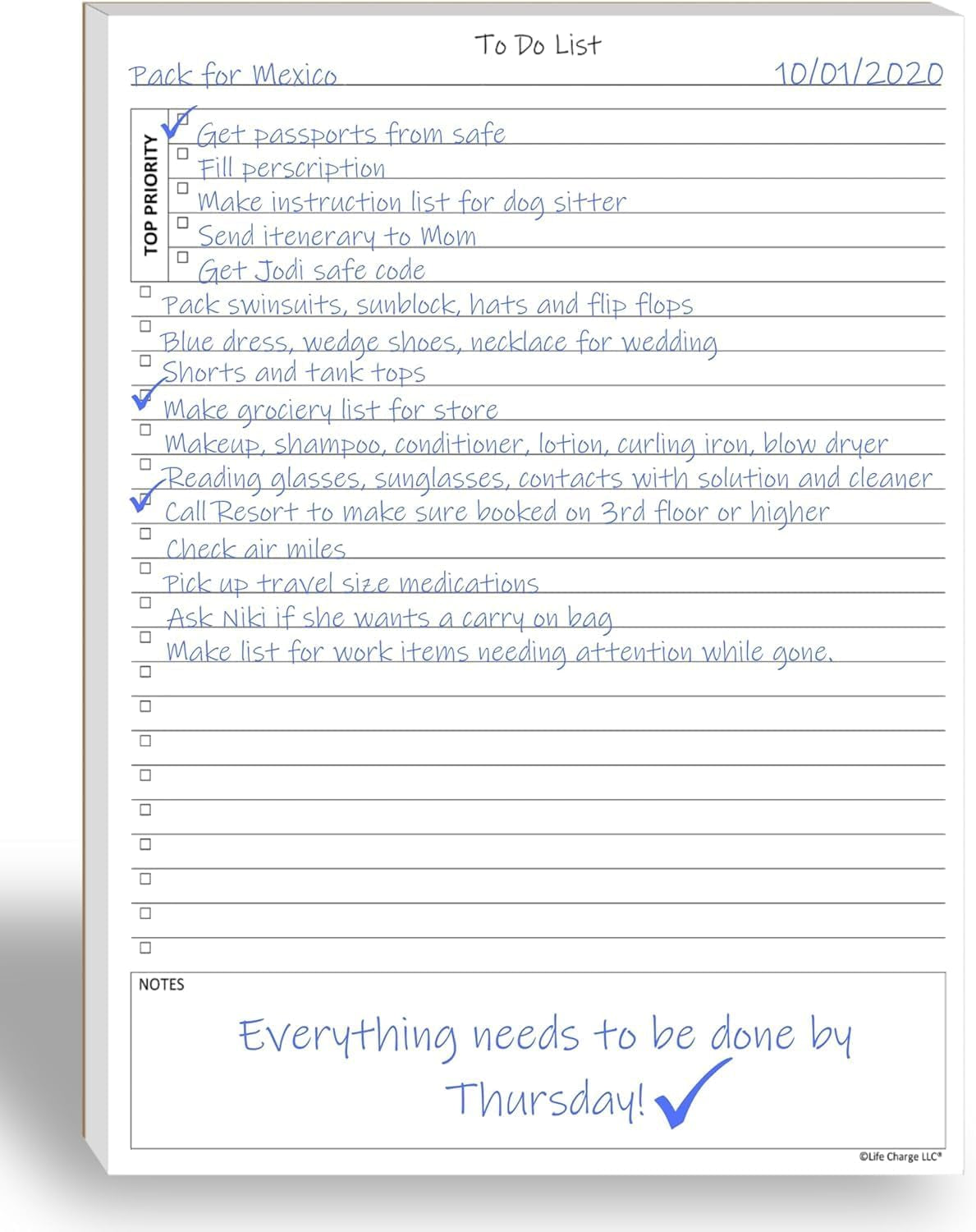 TO DO List Planner Notepad, 60 Page Planning Pad. Undated Todo Checklist W/Priority & Note Sections. Organize & Track Projects, Clients or Daily Tasks. 8.5 X 11, A4 Tear Sheets.