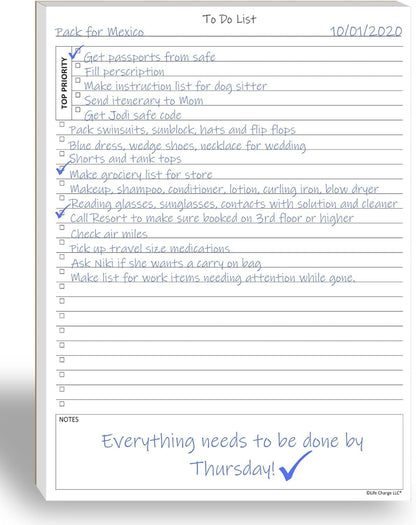 TO DO List Planner Notepad, 60 Page Planning Pad. Undated Todo Checklist W/Priority & Note Sections. Organize & Track Projects, Clients or Daily Tasks. 8.5 X 11, A4 Tear Sheets.