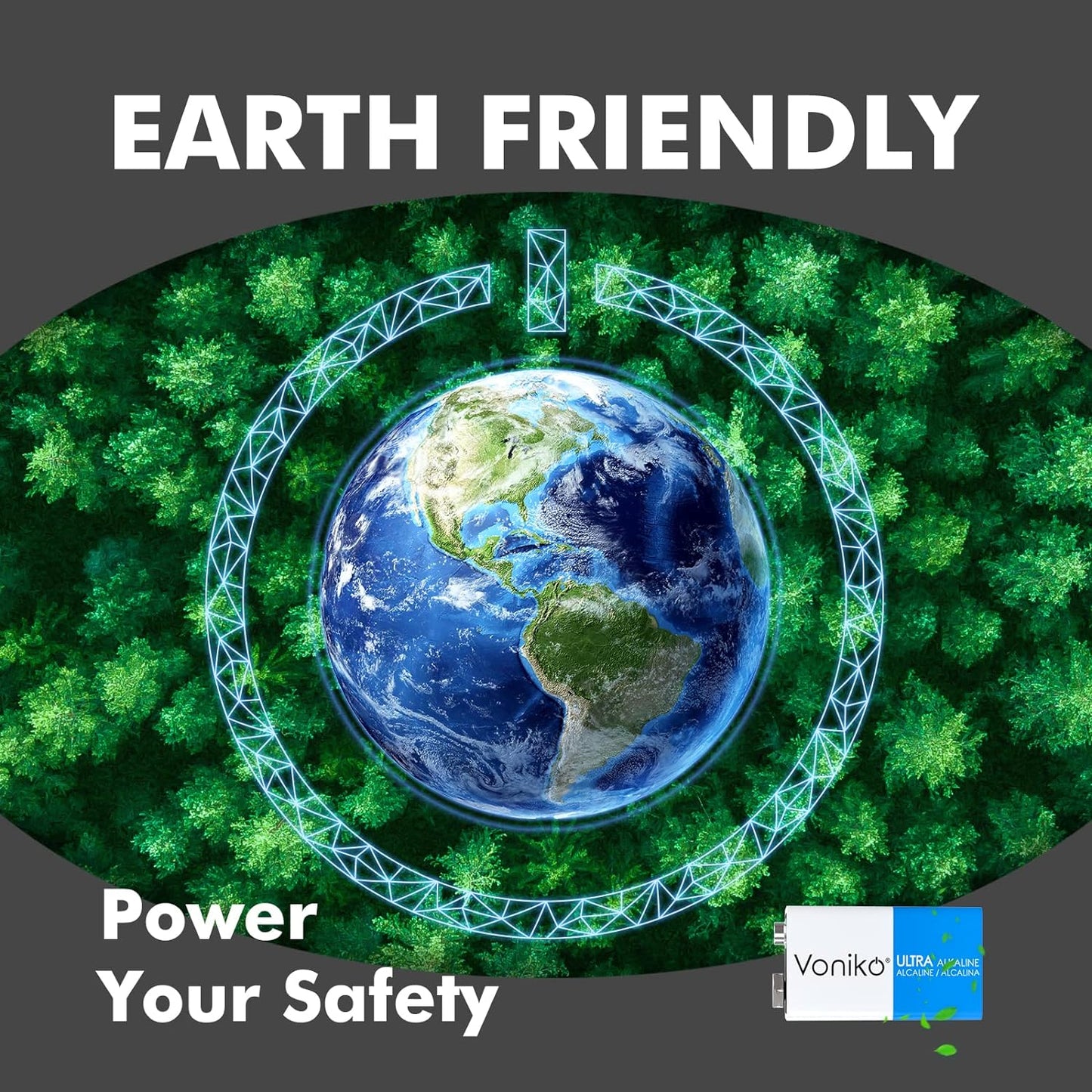 9V Batteries - Alkaline 9V Battery 4 Pack - Ultra Long Lasting with a 7 - Year Shelf Life