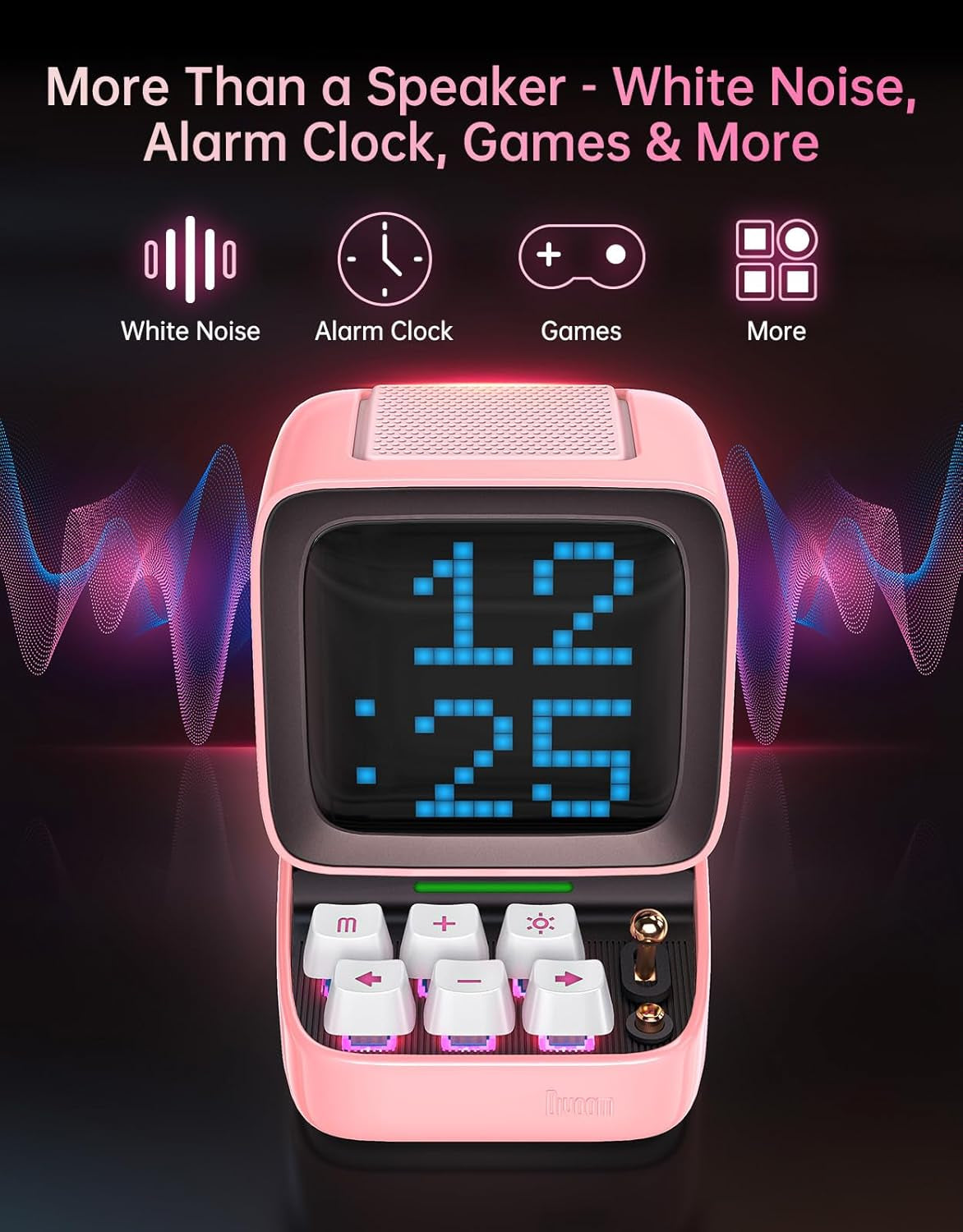 Ditoo Retro Pixel Art Game Bluetooth Speaker with 16X16 LED App Controlled Front Screen (Pink)