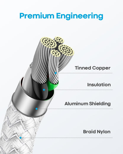 Short USB C Cable 1Ft, 2 Pack USB a to USB C Carplay Cable for Iphone 16 15 Pro Max Plus, Short USBC Car Charger Cord, White
