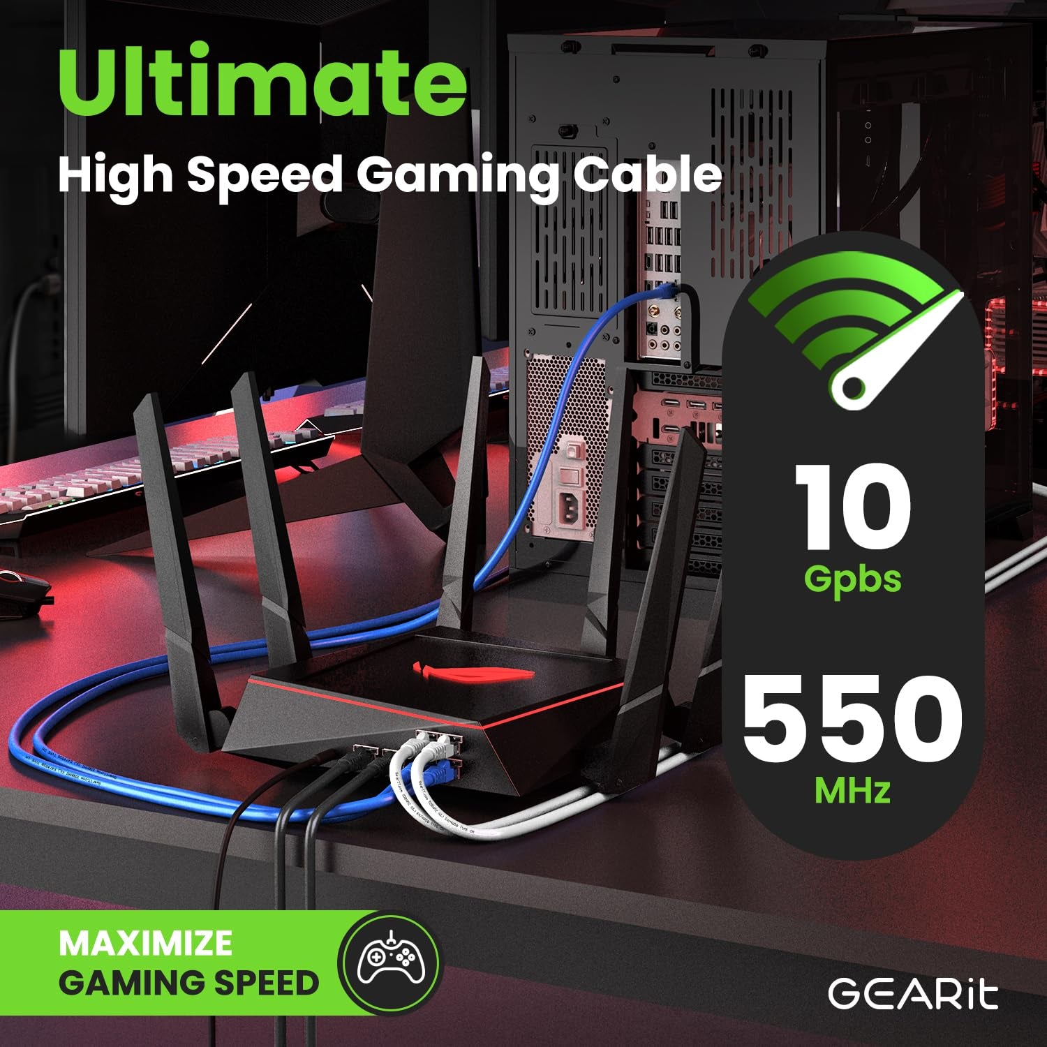 Cat 6 Ethernet Cable Pack - 24-Pack 5 Ft Cat6 Ethernet Patch Cables | RJ45 Network Patch Cable, 10 Gbps Snagless Gold-Plated Connectors - Ethernet Cable Cat 6 for PC, TV, Router - Black